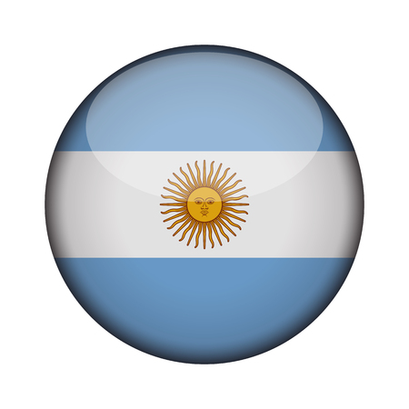 argentina Flag in glossy round button of icon. argentina emblem isolated on white background. National concept sign. Independence Day. Vector illustration.のイラスト素材