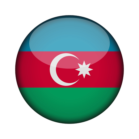 azerbaijan Flag in glossy round button of icon. azerbaijan emblem isolated on white background. National concept sign. Independence Day. Vector illustration.のイラスト素材