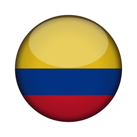 colombia Flag in glossy round button of icon. colombia emblem isolated on white background. National concept sign. Independence Day. Vector illustration.のイラスト素材
