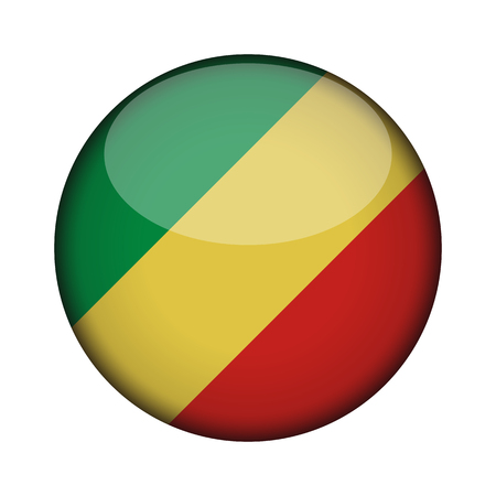 congo Flag in glossy round button of icon. congo emblem isolated on white background. National concept sign. Independence Day. Vector illustration.のイラスト素材