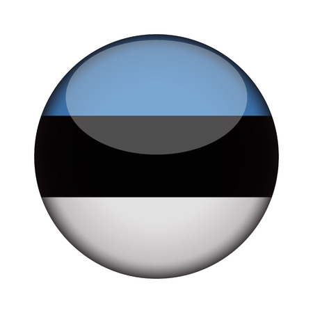 estonia Flag in glossy round button of icon. estonia emblem isolated on white background. National concept sign. Independence Day. Vector illustration.のイラスト素材