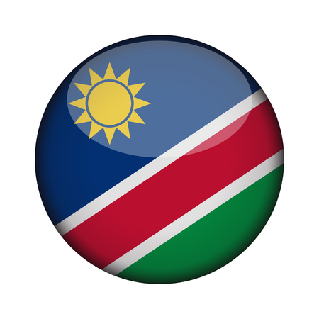 namibia Flag in glossy round button of icon. namibia emblem isolated on white background. National concept sign. Independence Day. Vector illustration.のイラスト素材