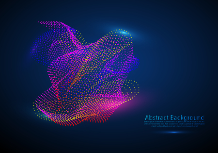 Abstract background with a colored dynamic waves, lines and particles. Vector illustration.のイラスト素材