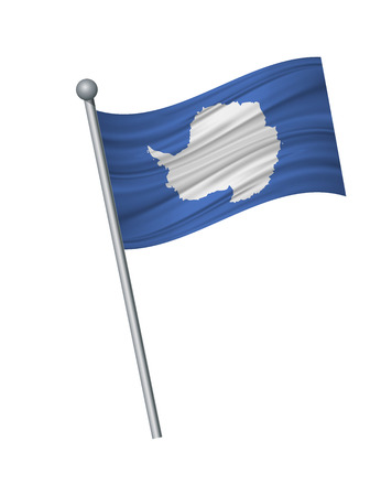 antarctica flag on the flagpole. Official colors and proportion correctly. waving of antarctica flag on flagpole, vector illustration isolate on white background.のイラスト素材