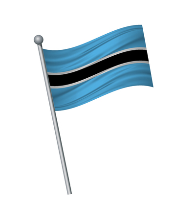 botswana flag on the flagpole. Official colors and proportion correctly. waving of botswana flag on flagpole, vector illustration isolate on white background.のイラスト素材
