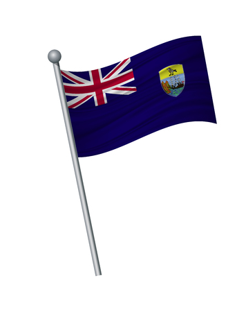 Saint Helena flag on the flagpole. Official colors and proportion correctly. waving of Saint Helena flag on flagpole, vector illustration isolate on white background.のイラスト素材