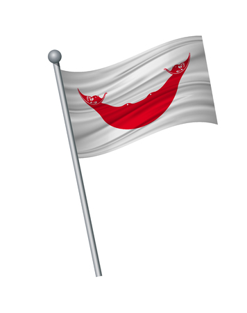 Easter Island flag on the flagpole. Official colors and proportion correctly. waving of Easter Island flag on flagpole, vector illustration isolate on white background.のイラスト素材