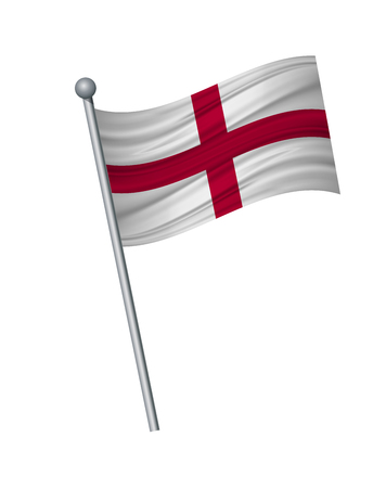 England flag on the flagpole. Official colors and proportion correctly. waving of England flag on flagpole, vector illustration isolate on white background.のイラスト素材