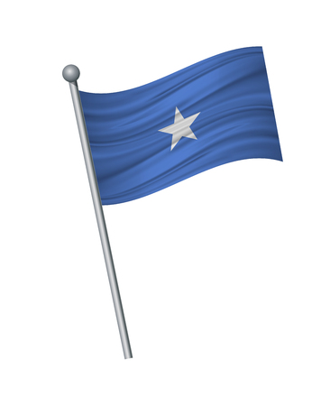 Somalia flag on the flagpole. Official colors and proportion correctly. waving of Somalia flag on flagpole, vector illustration isolate on white background.のイラスト素材