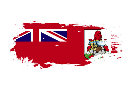Grunge brush stroke with Bermuda national flag. Watercolor painting flag. Symbol, poster, banner of the national flag. Vector Isolated on white background.のイラスト素材