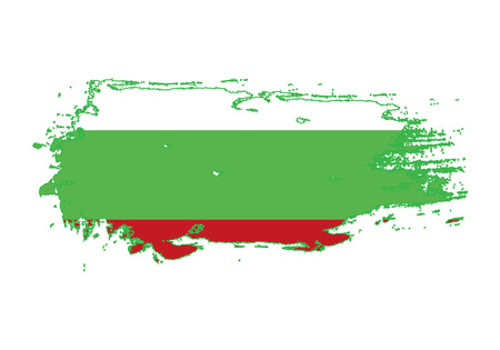 Grunge brush stroke with Bulgaria national flag. Watercolor painting flag. Symbol, poster, banner of the national flag. Vector Isolated on white background.のイラスト素材