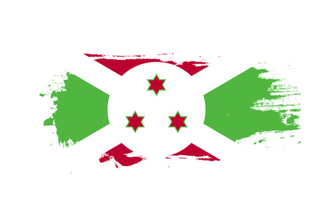 Grunge brush stroke with Burundi national flag. Watercolor painting flag. Symbol, poster, banner of the national flag. Vector Isolated on white background.のイラスト素材