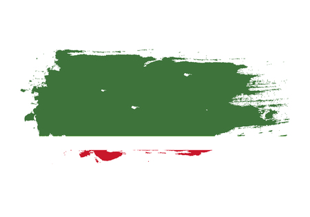 Grunge brush stroke with Chechen Republic national flag. Watercolor painting flag. Symbol, poster, banner of the national flag. Vector Isolated on white background.のイラスト素材