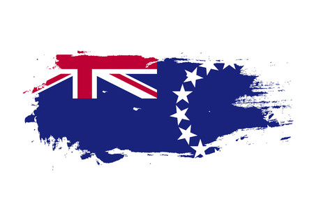 Grunge brush stroke with Cook national flag. Watercolor painting flag. Symbol, poster, banner of the national flag. Vector Isolated on white background.のイラスト素材