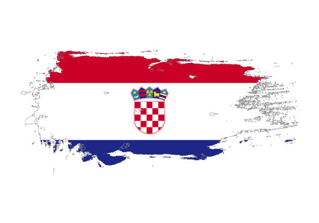 Grunge brush stroke with croatia national flag. Watercolor painting flag. Symbol, poster, banner of the national flag. Vector Isolated on white background.のイラスト素材
