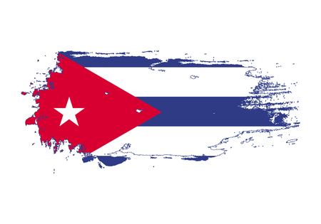 Grunge brush stroke with Cuba national flag. Watercolor painting flag. Symbol, poster, banner of the national flag. Vector Isolated on white background.のイラスト素材