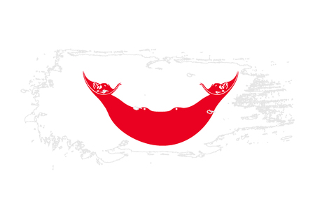 Grunge brush stroke with Easter Island national flag. Watercolor painting flag. Symbol, poster, banner of the national flag. Vector Isolated on white background.のイラスト素材