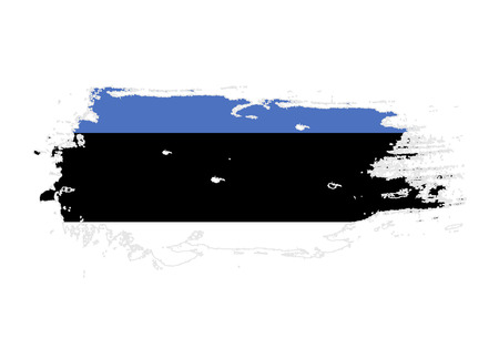 Grunge brush stroke with  national Estoniaflag. Watercolor painting flag. Symbol, poster, banner of the national flag. Vector Isolated on white background.のイラスト素材