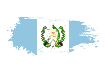 Grunge brush stroke with Guatemala national flag. Watercolor painting flag. Symbol, poster, banner. Vector Isolated on white background.のイラスト素材
