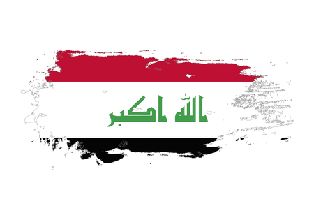 Grunge brush stroke with Iraq national flag. Watercolor painting flag. Symbol, poster, banner. Vector Isolated on white background.のイラスト素材