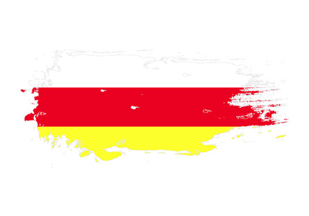 Grunge brush stroke with North Ossetia national flag. Watercolor painting flag. Symbol, poster, banner. Vector Isolated on white background.のイラスト素材