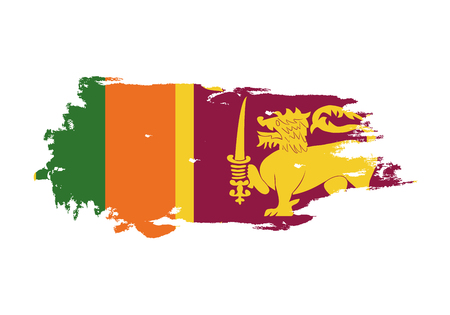 Grunge brush stroke with sri lanka national flag. Watercolor painting flag. Symbol, poster, banner. Vector Isolated on white background.のイラスト素材