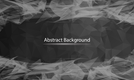 Abstract Black polygonal surface background. Low poly mesh design with connecting dot and line. Connection triangle structure. Vector geometry futuristic decoration. Greeting card.のイラスト素材