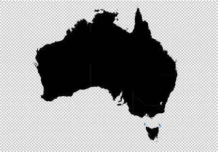 australia map - High detailed Black map with counties/regions/states of australia. Afghanistan map isolated on transparent background.のイラスト素材