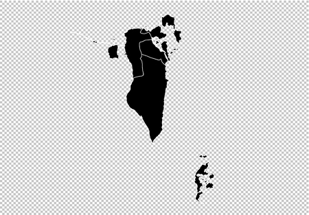 bahrain map - High detailed Black map with counties/regions/states of bahrain. Afghanistan map isolated on transparent background.のイラスト素材