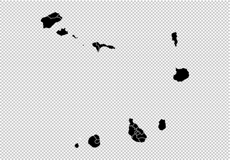 Cape Verde map - High detailed Black map with counties/regions/states of Cape Verde. Afghanistan map isolated on transparent background.のイラスト素材