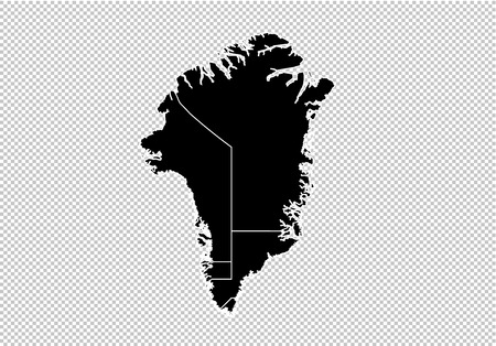 greenland map - High detailed Black map with counties/regions/states of greenland. greenland map isolated on transparent background.のイラスト素材