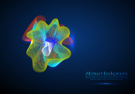 Abstract shiny glowinng color wave design element on dark background - science or technology conceptのイラスト素材