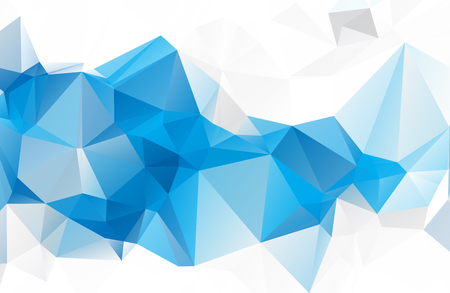 Blue White geometric rumpled triangular low poly origami style gradient illustration graphic background. Vector polygonal design for your business.のイラスト素材
