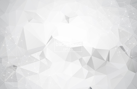 Abstract White Geometric Polygonal background molecule and communication. Connected lines with dots. Concept of the science, chemistry, biology, medicine, technology.のイラスト素材