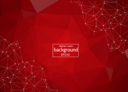 Abstract Red Polygonal Space Background with Connecting Dots and Lines. Geometric Polygonal background molecule and communication. Concept of science, chemistry, biology, medicine, technology.のイラスト素材