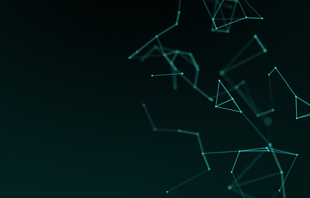 3D rendering. Abstract connected dots on bright blue background. Technology concept.