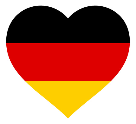 germany flag in heart vector illustration sign. Flag of germany in the shape of Heart with contrasting contour, symbol of love for his country or valentine day, patriotism.のイラスト素材