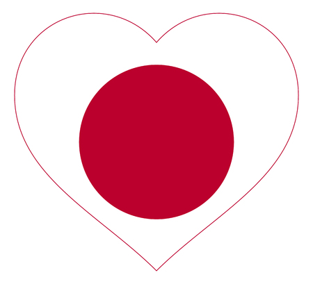 japan flag in heart vector illustration sign. Flag of japan in the shape of Heart with contrasting contour, symbol of love for his country or valentine day, patriotism.のイラスト素材