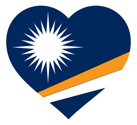 marshall Islands flag in heart vector illustration sign. Flag of marshall Islands in the shape of Heart with contrasting contour, symbol of love for his country or valentine day, patriotism.のイラスト素材