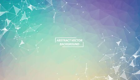 Geometric Blue Polygonal background molecule and communication. Connected lines with dots. Minimalism background. Concept of the science, chemistry, biology, medicine, technology.のイラスト素材