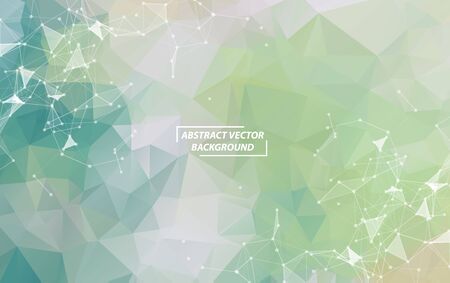 Geometric Green White Polygonal background molecule and communication. Connected lines with dots....