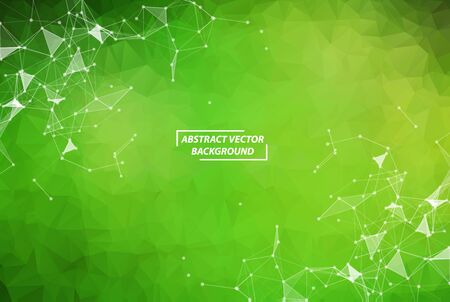 Green Geometric Polygonal background molecule and communication. Connected lines with dots. Minimalism background. Concept of the science, chemistry, biology, medicine, technology.のイラスト素材