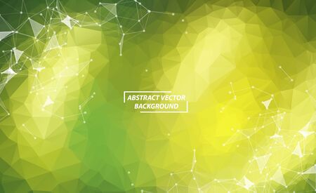 Green Geometric Polygonal background molecule and communication. Connected lines with dots. Minimalism background. Concept of the science, chemistry, biology, medicine, technology.のイラスト素材