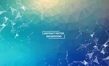 Blue Geometric Polygonal background molecule and communication. Connected lines with dots. Minimalism background. Concept of the science, chemistry, biology, medicine, technology.のイラスト素材