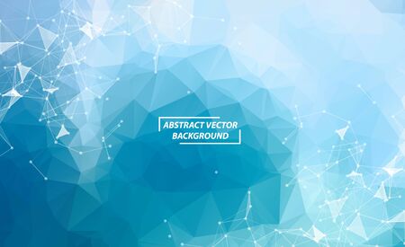 Blue Geometric Polygonal background molecule and communication. Connected lines with dots. Minimalism background. Concept of the science, chemistry, biology, medicine, technology.のイラスト素材