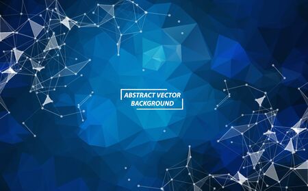 Blue Geometric Polygonal background molecule and communication. Connected lines with dots. Minimalism background. Concept of the science, chemistry, biology, medicine, technology.のイラスト素材
