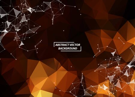 Abstract Dark Brown Polygonal Space Background with Connecting Dots and Lines.  Connection structure. Vector science background. Futuristic HUD background.のイラスト素材