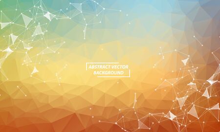 Abstract Brown Polygonal Space Background with Connecting Dots and Lines.  Connection structure and science background. Futuristic HUD design.のイラスト素材