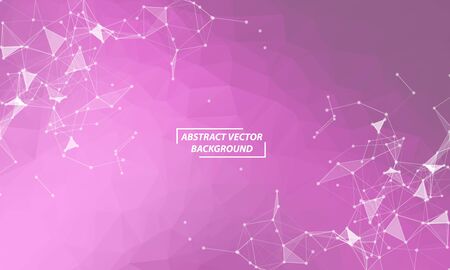 Abstract Purple pink Polygonal Space Background with Connecting Dots and Lines.  Connection structure and science background. Futuristic HUD design.のイラスト素材