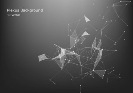 Abstract Internet connection and technology graphic design.  computer geometric digital connection structure. Futuristic black abstract grid. Plexus with particles.のイラスト素材